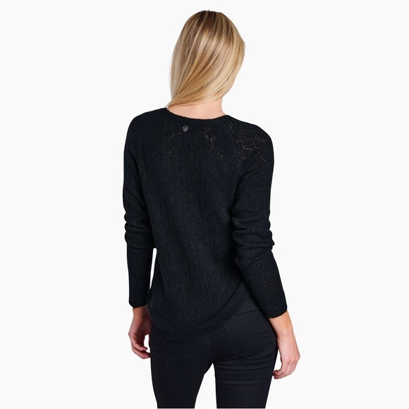 KUHL SONATA POINTELLE SWEATER SIZE LARGE - BLACK - Picture 2 of 8
